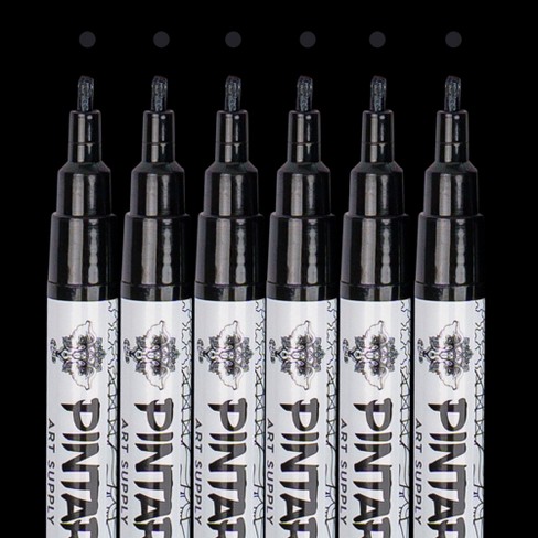 PINTAR Premium Acrylic Paint Pens - 4 (0.7mm), 4(1.0mm) & 4(5.0mm) Fine Tip  Pens For Rock Painting, Ceramic Glass, Wood, Glass (12 Black)