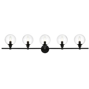Elegant Lighting Jaelynn 5 light Black and Clear Bath Sconce - 1 of 4