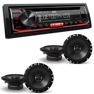 JVC KD-T720BT 1-DIN CD Receiver with Bluetooth Wireless Technology and USB/AUX Input with Alpine 2 Pairs S-S65 6.5" Coax Speakers - 1 of 4