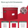 Christmas Decor Storage Box - Red Oxford Canvas Ornament Cube Chest With 64 Compartment Dividers, Riveted Handles, and Lid by Elf Stor - 2 of 4