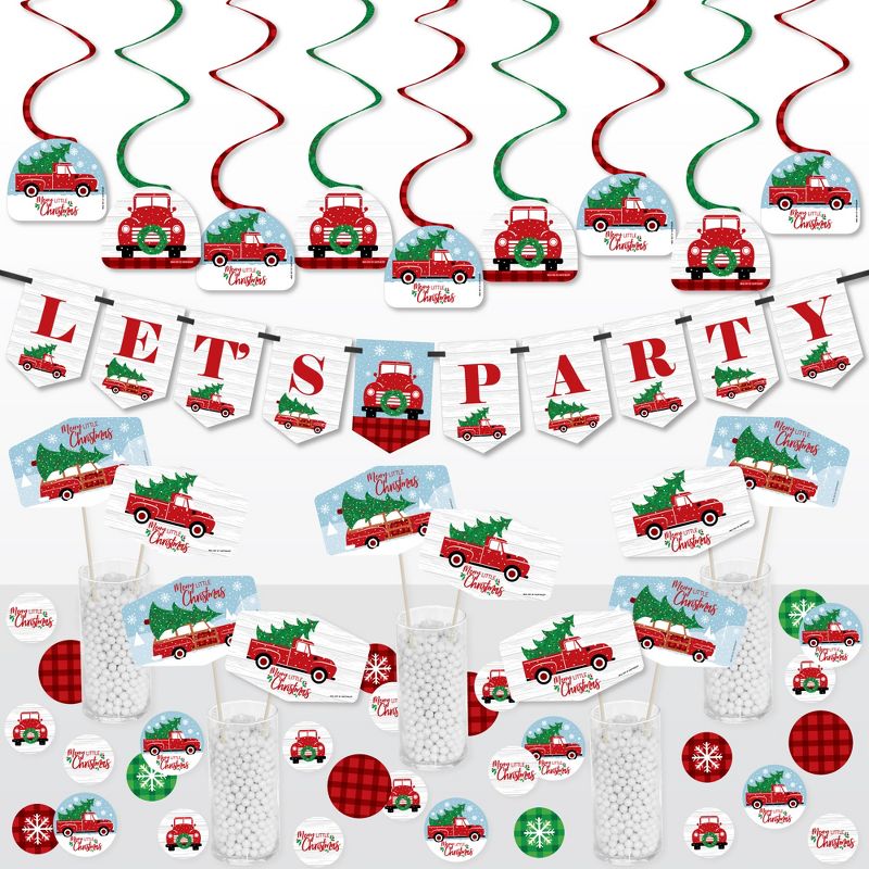 Big Dot of Happiness Merry Little Christmas Tree - Red Truck and Car Christmas Party Supplies Decoration Kit - Decor Galore Party Pack - 51 Pieces, 1 of 9