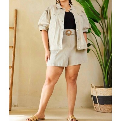 Women's Keep Motum Short Sleeve Denim Jacket - SKIES ARE BLUE