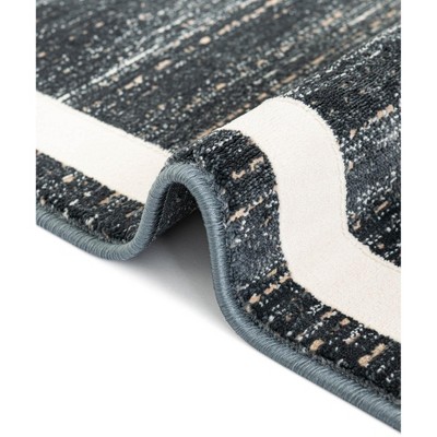 Navy Blue Geometric 8' x 10' Stain-Resistant Synthetic Area Rug