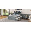 Okak Full Platform Bed Frame with Storage Headboard and 3 Drawers Wooden Platform Extendable Bed with Twin Size Trundle and Outlets, Gray - 4 of 4