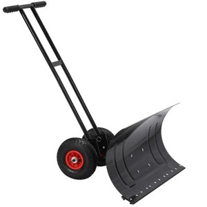 Metal Snow Shovel, 30" Heavy-Duty Snow Pusher with Wheels and Adjustable Handle, Suitable for Driveways, Doorways, and Sidewalks - 1 of 4