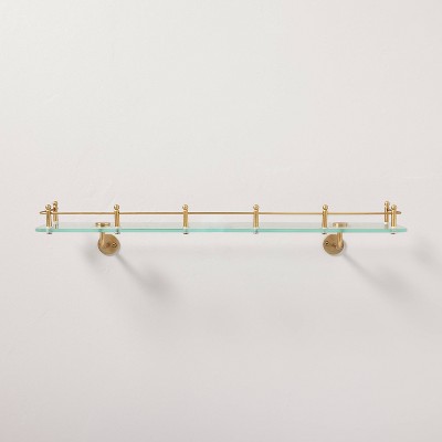 24 Decorative Glass Wall Shelf With Brass Rail - Hearth & Hand™ With  Magnolia : Target