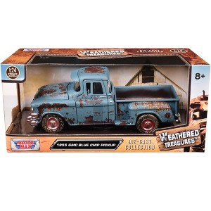 1955 GMC Blue Chip Pickup Truck Matt Blue (Rusted) "Weathered Treasures" Series 1/24 Diecast Model Car by Motormax - 1 of 3