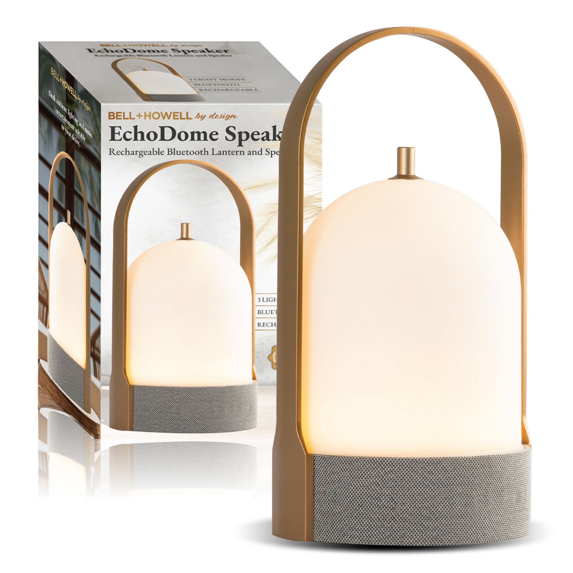 Bell + Howell EchoDome Rechargeable Bluetooth LED Lantern Speaker Touch Control