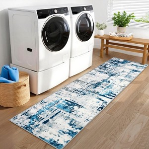 Modern Abstract Area Rug Machine Washable Rugs for Living Room, Non Slip Low Pile Indoor Accent Rug - 1 of 4
