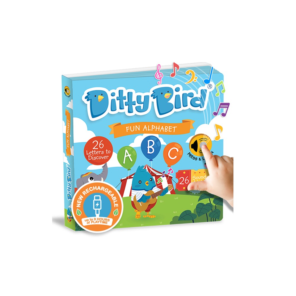 Ditty Bird ABC Fun Alphabet Interactive Sound Book for Toddlers 1- 3 Musical Books for Preschoolers Early Learning Toy - (Board Book)