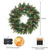 24" Christmas Wreath, Artificial Christmas Decorations with LED Lights, Indoor and Outdoor Holiday Decorative Wreath for Doors, Windows, Walls, Green - 2 of 4