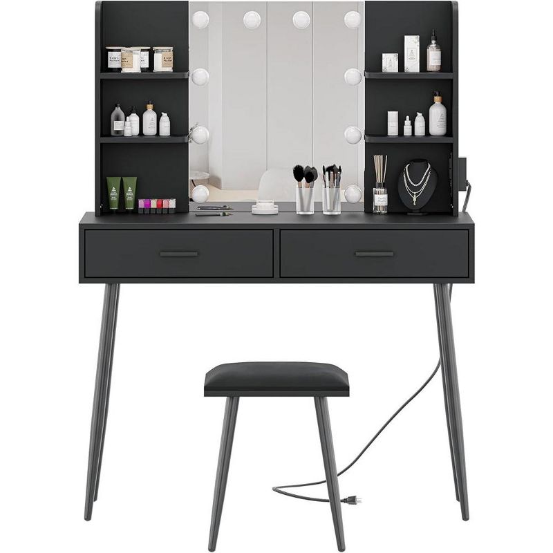 Adult Vanity Desk Makeup Desk with Mirror Drawer Storage Light Bulb Storage Shelf Dressing Desk Vanity Desk Set, 5 of 6