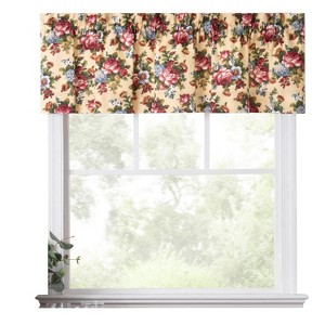 Ellis Bella Rose Stylish Medium Scale Printed Floral Pattern 1.5" Rod Pocket Tailored Valance 58"x15" Butter - 1 of 4