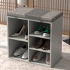 Wooden Shoe Rack Organizer with Adjustable Shelves & Side Pockets for Hallway,Mudroom & Porch,Living Room,Shoe Bench with Storage & Cushioned Seat - 4 of 4