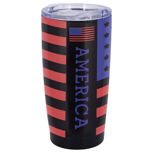 100 North 20 Ounce Stainless Steel On the Go Travel Tumbler With Push Top Lid, America Black - 1 of 4