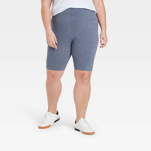 Women's Plus Size High-waist Cotton Blend Seamless 7 Inseam Bike Shorts -  A New Day™ Denim Heather 1x : Target