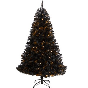 Nearly Natural 6-ft Black Artificial Christmas Tree with 400 Clear LED Lights and 1036 Tips - 1 of 4