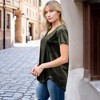 Amaryllis Women's Short-Sleeve Casual V-Neck Velvet High Low Tee Soft Luxurious Rich Texture - 3 of 4
