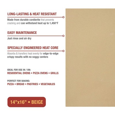 Old Stone Beige Cordierite Rectangle Pizza Stone, 14x16-Inch