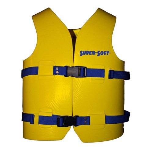 Trc Recreation Super Soft Child Size Medium Life Jacket Uscg Approved Vinyl  Coated Foam Swim Vest For Kids Swimming Pool And Beach Gear, Yellow : Target