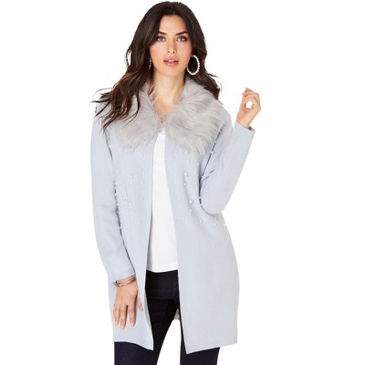 Roaman's Women's Plus Size Faux-Fur Cardigan