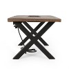 Outdoor Patio Propane Fire Pit Concrete Wood-Pattern Fire Table - 40, 000 BTU, 30'' H x 70'' W, Brown (Tank cover not Included) - 4 of 4