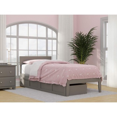 AFI Furnishings Boston Twin Extra Long Bed with 2 Extra Long Drawers in Grey