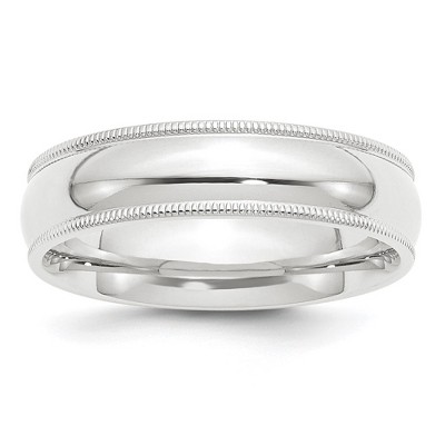 Black Bow Jewelry 4mm to 6mm Platinum Milgrain Edge Domed Comfort Fit Band