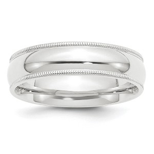 Black Bow Jewelry 4mm to 6mm Platinum Milgrain Edge Domed Comfort Fit Band - 1 of 4