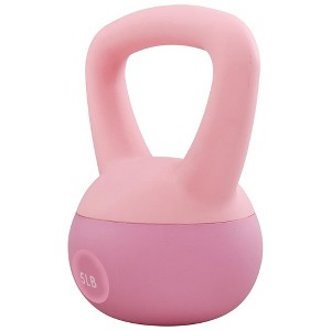 Fitvids Soft Kettlebell Ergonomic Grip, Iron & Sand Filled, 5 Pounds, Light Pink - 1 of 4