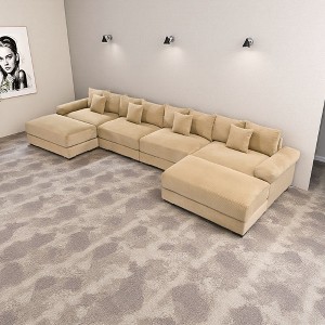 167.6" Corduroy Cloud U-Shaped Modular Sectional Sofa with Thick Cushions & 2 Ottomans - 1 of 4
