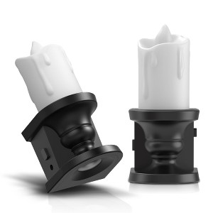 YANSUN 2W Integrated LED Plug-In Night Light, Black Candle Drip Design, Amber 1600K, Up & Down Beam, Flicker Effect, 2-Pack - 1 of 1