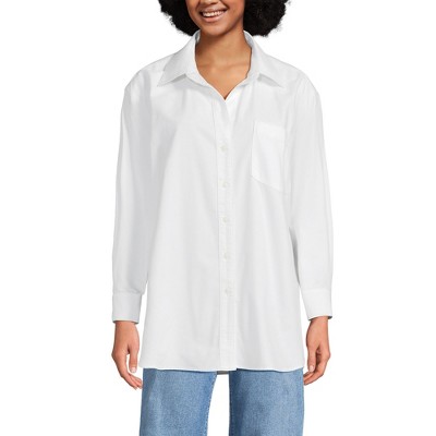 Lands' End Women's Oversized Oxford Button Front Shirt