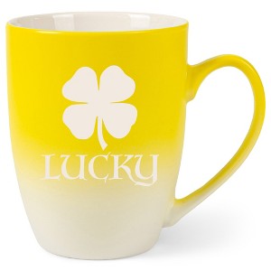 100 North Four Leaf Clover 10 Ounce Yellow and White Two Toned Ombre, Comfortably Fits Your Hands, Ceramic Tea Coffee Cup Mug, Lucky - 1 of 1