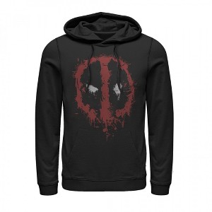 Mens Deadpool Splatter Logo Black Hoodie - 1 of 2