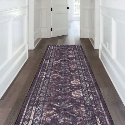 Kumasinova Area Rug, Soft Low-Pile Living Room Rug, Non-Slip Rugs for Living Room, Stain-Resistant Boho Style Washable Rug, Black & Gold Door Mat