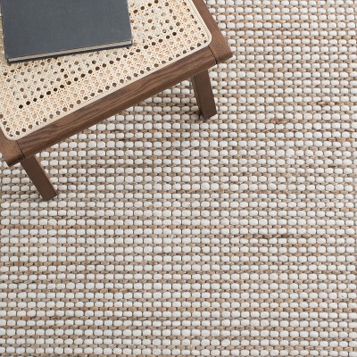 Natural Ivory Hand-Tufted Square Wool Area Rug