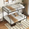 Tangkula Twin Over Full Bunk Bed Heavy-Duty Metal Bunk Bed Frame with Full-Length Guardrail and Slanted Ladder Black/White - 4 of 4