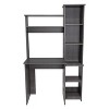 Vynxaria Smokey Oak Computer Desks Writing Desk 2 Upper Shelves 5 Cubbies Home Office Storage Space-Saving Design - 4 of 4