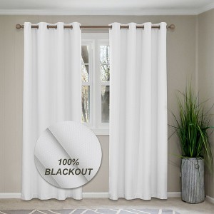 Awesome Home  100% Blackout Linen Texture Curtains with Grommet Top, 2 Panels - 1 of 4