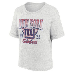 NFL New York Giants Women's Oatmeal Heather Rolled Sleeve T-Shirt - 1 of 3