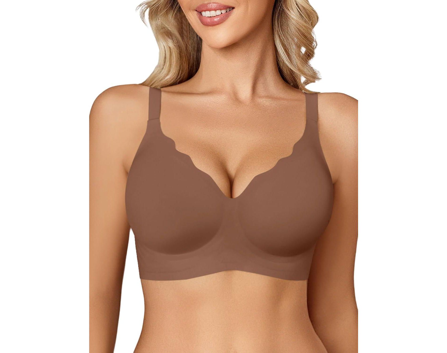 Avidlove Jelly Bras for Women No Underwire Seamless Bralettes Wireless Push Up Scalloped Full Coverage Everyday Bra