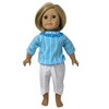 Doll Clothes Superstore Blue Top White Pants Fits 18 Inch Girl Dolls Like American Girl Our Generation My Life Dolls - 3 of 4