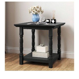 Wooden Retro Square Side Table with 2-Tier Open Shelves For Bedroom Living Room Storage Organizer, Black - 1 of 4