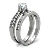 Slickblue Women’s Silver Ring Set – Round CZ Stone & Matching Band with Accents, Polished Finish, Sizes 5–10 - 4 of 4