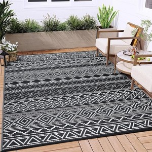 Outdoor Rugs Waterproof, Portable Lightweight Plastic Straw Camping Geometric Reversible Indoor Outdoor Floor Mat for RV Porch Deck Balcony Beach - 1 of 4