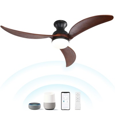 Walnut Wood Ceiling Fans with Lights and Remote Noiseless Reversible DC Motor 3 Blades for Farmhouse Patio Living Room Bedroom Office Indoor Outdoor