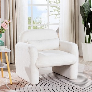 Teddy Fleece Single Sofa Chair with Arms and Pillow, Stylish Accent Armchair for Living Room, Bedroom, or Study, Easy Assembly - 1 of 4
