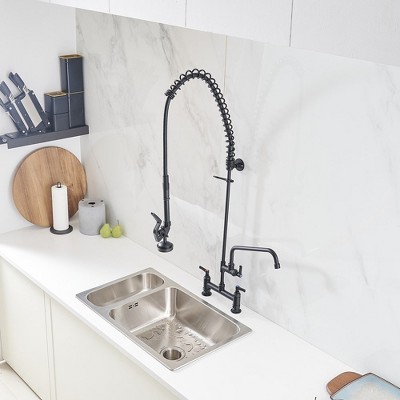 Matte Black Stainless Steel Pull-Down Kitchen Faucet with Spray