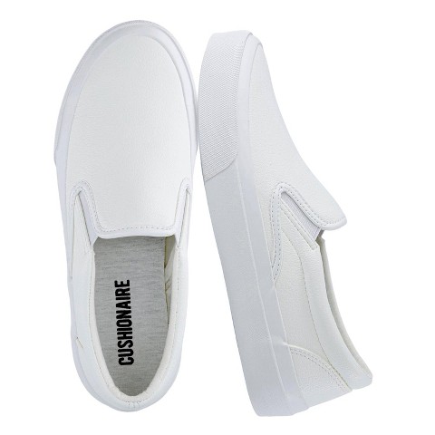 Женские кроссовки CUSHIONAIRE Ferris Fashion Slip On Sneakers for Women – Laceless Everyday Casual Womens Shoes with Cushioned Insole and Flexible Sole White 8